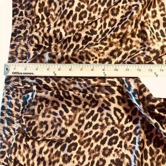 Things Between Wide Leg Pants Leopard Size Large Black Brown Red Stripe Flowy - Picture 12 of 13